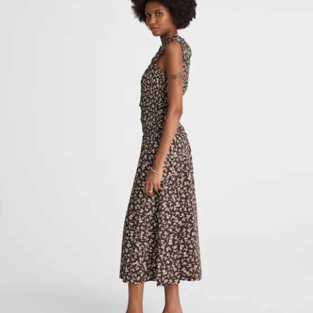 Madewell Chocolate Floral Midi Dress - Picture 5 of 8